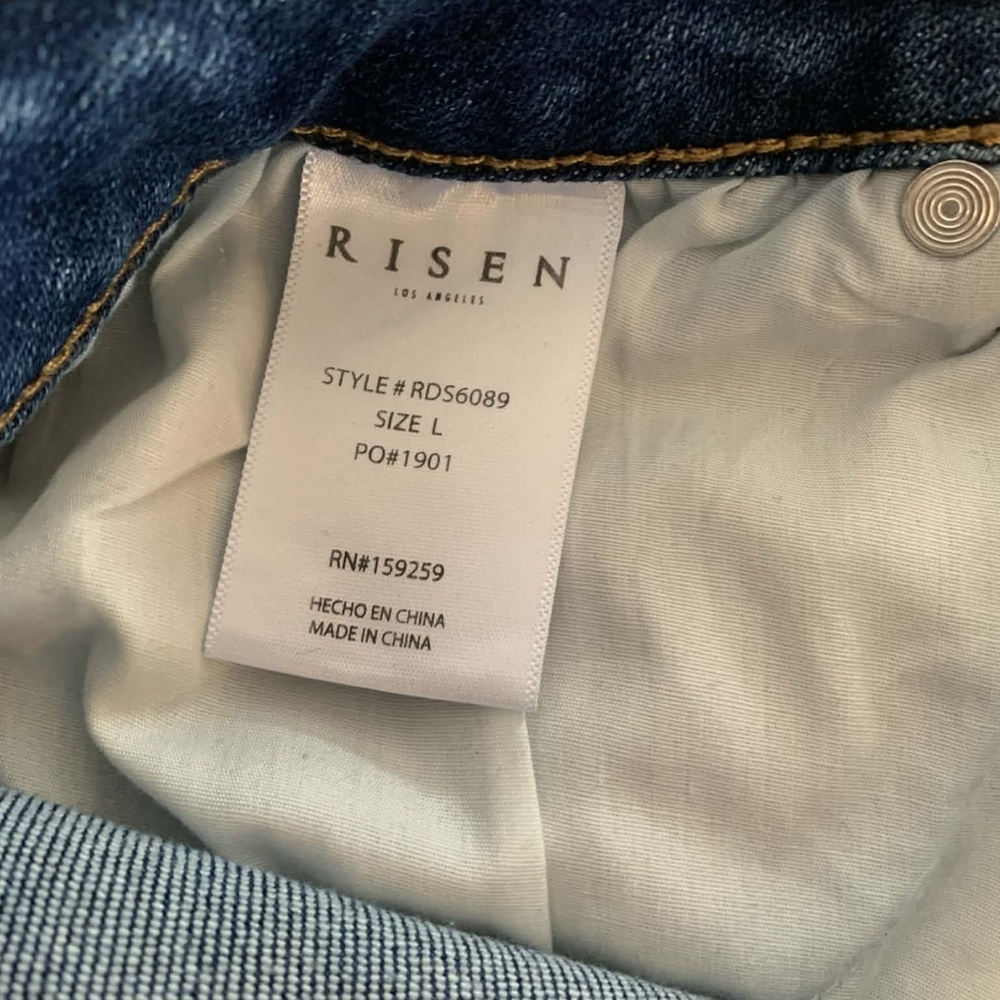 RISEN High Rise Distressed Denim Shorts L Coastal Cowgirl Festival Boho RDS6089 - Picture 3 of 8